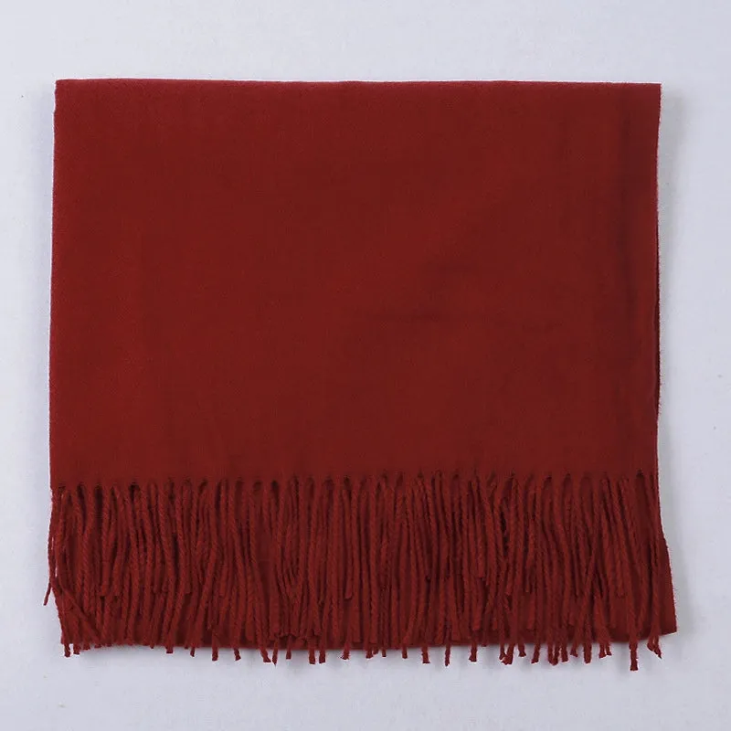 Cashmere Solid Color Scarf Women's Autumn And Winter 220g Explosions Barbed Hair  Padded Travel Warm Tassel  Shawl