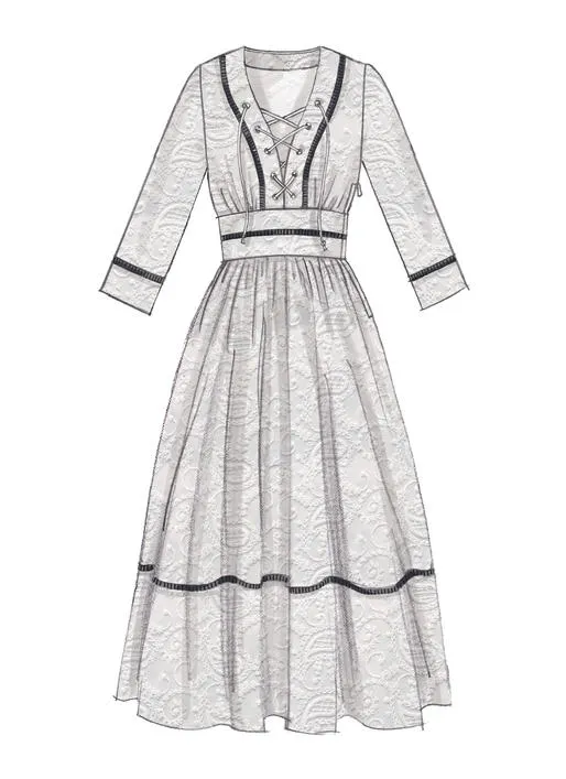 M7537 Misses' Banded, Gathered-Waist Dresses