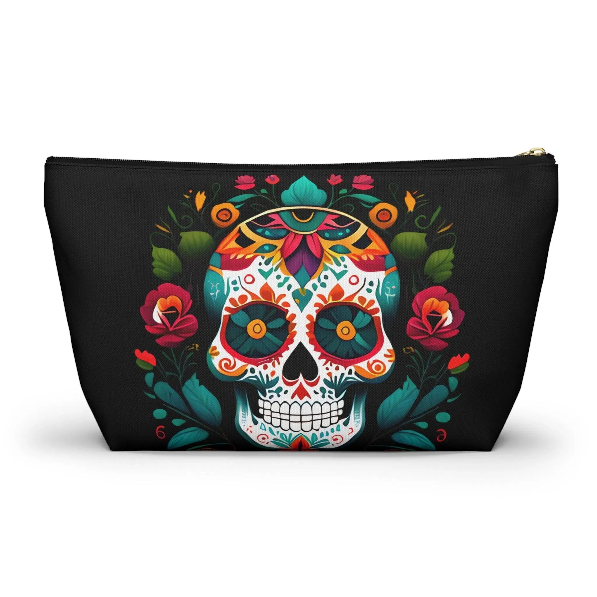 Mexican Sugar Skull Black Pouch