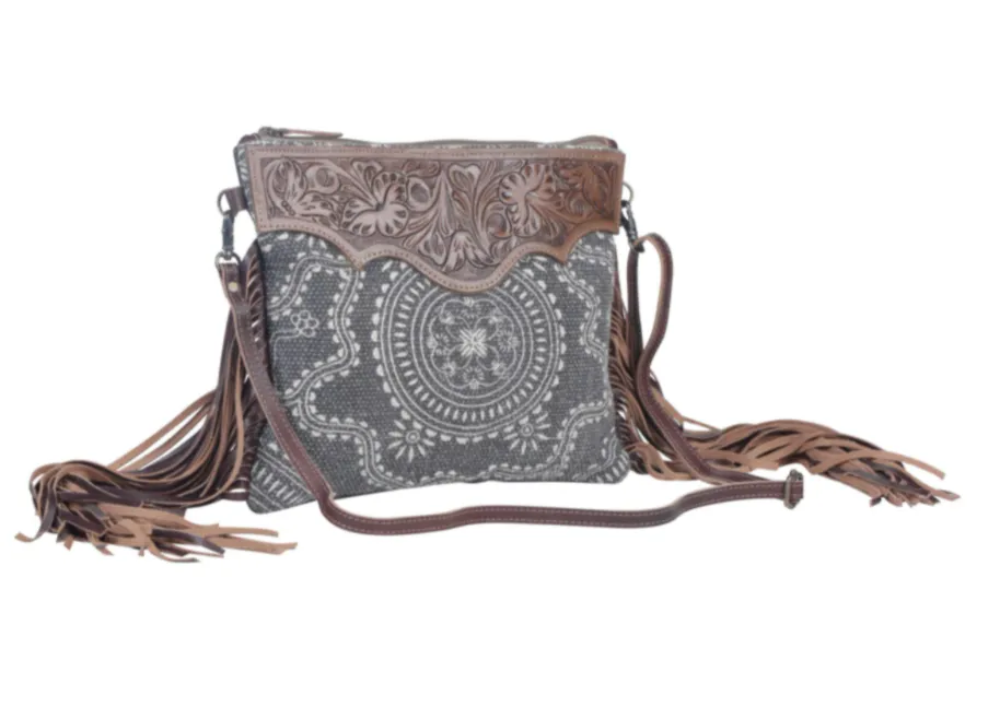 MYRA Women's MONOCHROMATIC MOTIF HAND-TOOLED BAG