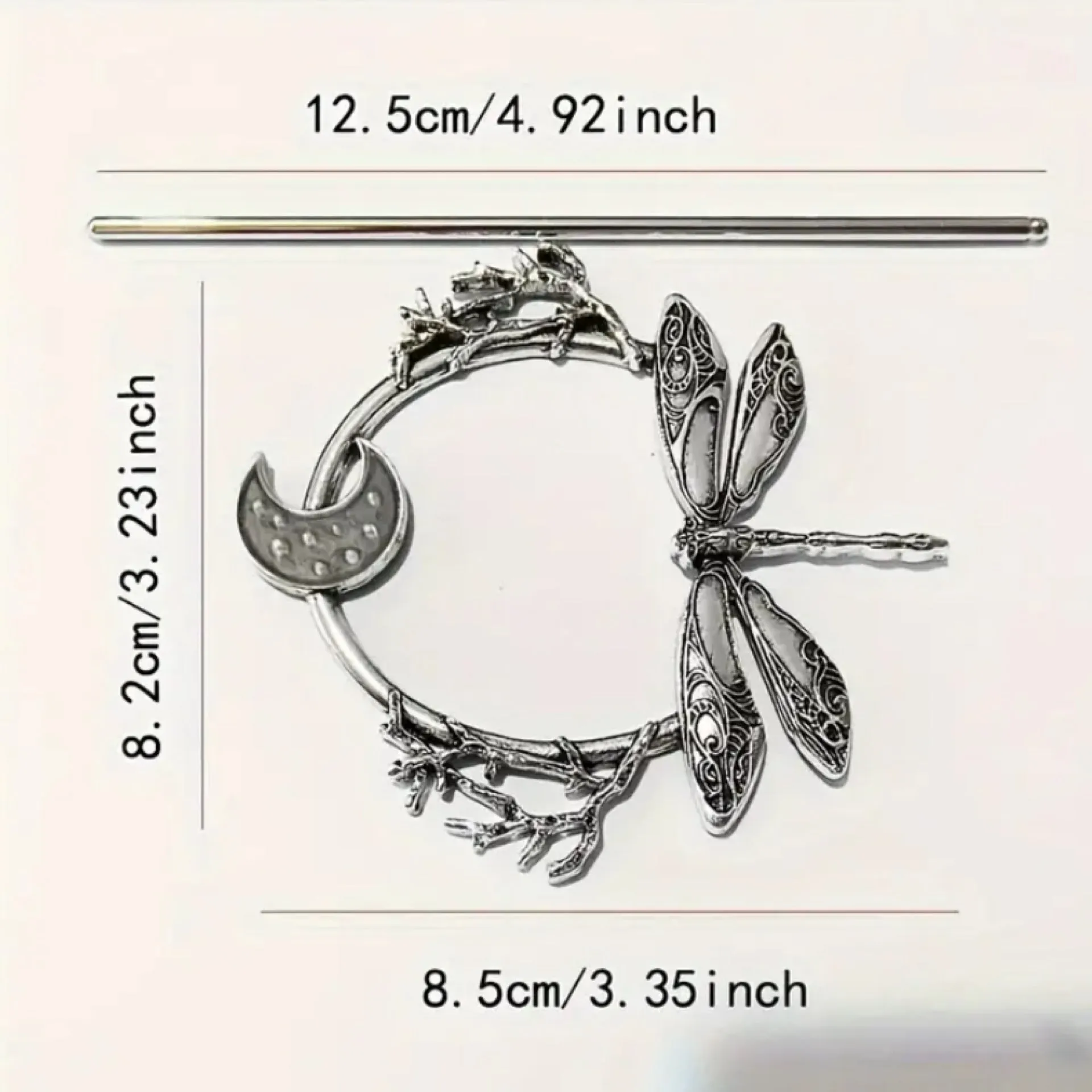 Silver Dragonfly Moon Hair Pin Set